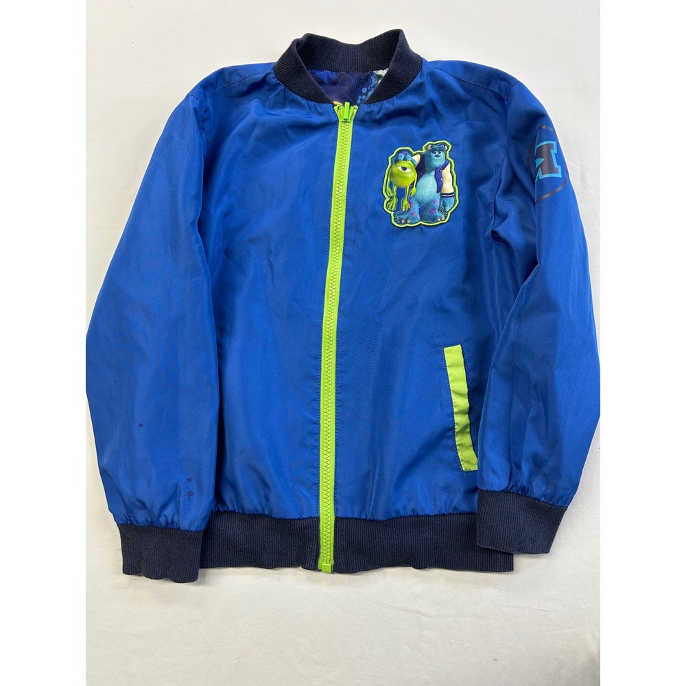 2019 Disney Monsters Inc Reversible Bomber Jacket Mike Sulley Blue Kids Size 7